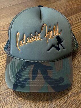 Patricia Field designer embroidery camo trucker hat